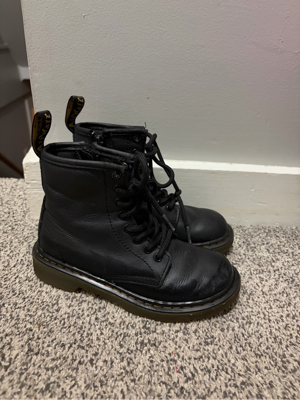 Dr. Martens Black Kids Lace-Up Combat Boots